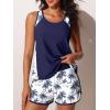 image:imageSummer Mae Blouson Tankini Swimsuits for Women 2026 Tummy Control Two Piece Bathing Suits with Sporty Pockets Swim ShortsBlue Shadow Palm