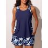 image:imageSummer Mae Blouson Tankini Swimsuits for Women 2026 Tummy Control Two Piece Bathing Suits with Sporty Pockets Swim ShortsBlue White Palms
