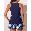 image:imageSummer Mae Blouson Tankini Swimsuits for Women 2026 Tummy Control Two Piece Bathing Suits with Sporty Pockets Swim ShortsBlue White Palms