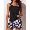 image:imageSummer Mae Blouson Tankini Swimsuits for Women 2026 Tummy Control Two Piece Bathing Suits with Sporty Pockets Swim ShortsLight Purple Floral