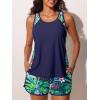 image:imageSummer Mae Blouson Tankini Swimsuits for Women 2026 Tummy Control Two Piece Bathing Suits with Sporty Pockets Swim ShortsRainforest Bloom
