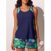 image:imageSummer Mae Blouson Tankini Swimsuits for Women 2026 Tummy Control Two Piece Bathing Suits with Sporty Pockets Swim ShortsRainforest Bloom