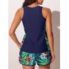 image:imageSummer Mae Blouson Tankini Swimsuits for Women 2026 Tummy Control Two Piece Bathing Suits with Sporty Pockets Swim ShortsRainforest Bloom