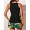 image:imageSummer Mae Blouson Tankini Swimsuits for Women 2026 Tummy Control Two Piece Bathing Suits with Sporty Pockets Swim ShortsYellow Green Monstera