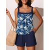 image:imageSummer Mae Blouson Womens Tankini Swimsuits 2026 Modest Tummy Control Bathing Suits Swim Shorts with Pockets for BeachBlue Coconut Sea