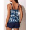 image:imageSummer Mae Blouson Womens Tankini Swimsuits 2026 Modest Tummy Control Bathing Suits Swim Shorts with Pockets for BeachBlue Coconut Sea