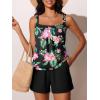 image:imageSummer Mae Blouson Womens Tankini Swimsuits 2026 Modest Tummy Control Bathing Suits Swim Shorts with Pockets for BeachBlush Jungle Flower