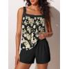 image:imageSummer Mae Blouson Womens Tankini Swimsuits 2026 Modest Tummy Control Bathing Suits Swim Shorts with Pockets for BeachGold Leaves