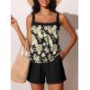 image:imageSummer Mae Blouson Womens Tankini Swimsuits 2026 Modest Tummy Control Bathing Suits Swim Shorts with Pockets for BeachGold Leaves
