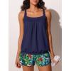 image:imageSummer Mae Blouson Womens Tankini Swimsuits 2026 Modest Tummy Control Bathing Suits Swim Shorts with Pockets for BeachRainforest Bloom