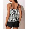 image:imageSummer Mae Blouson Womens Tankini Swimsuits 2026 Modest Tummy Control Bathing Suits Swim Shorts with Pockets for BeachWhite Conifer