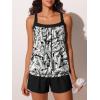 image:imageSummer Mae Blouson Womens Tankini Swimsuits 2026 Modest Tummy Control Bathing Suits Swim Shorts with Pockets for BeachWhite Conifer
