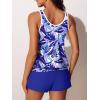 image:imageSummer Mae Blouson Womens Tankini Swimsuits Tummy Control Modest 2026 Two Piece with Sporty Pockets Bathing SuitsBlue Palm Leaves