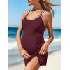 image:imageSummer Mae Ribbed Maternity One Piece Swim Dress Pregnancy Swimsuit with Builtin Bottom Swimwear Tie Knot Skirt Bathing SuitGarnet Wine