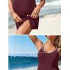 image:imageSummer Mae Ribbed Maternity One Piece Swim Dress Pregnancy Swimsuit with Builtin Bottom Swimwear Tie Knot Skirt Bathing SuitGarnet Wine