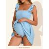 image:imageSummer Mae Smocked Maternity Swim Dress One Piece Swimsuit with Builtin Pockets Bottom Ruffle A Line Pregnancy Bathing SuitBaby Blue