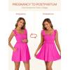 image:imageSummer Mae Smocked Maternity Swim Dress One Piece Swimsuit with Builtin Pockets Bottom Ruffle A Line Pregnancy Bathing SuitHot Pink