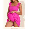image:imageSummer Mae Smocked Maternity Swim Dress One Piece Swimsuit with Builtin Pockets Bottom Ruffle A Line Pregnancy Bathing SuitHot Pink