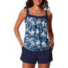 image:imageSummer Mae Blouson Womens Tankini Swimsuits 2026 Modest Tummy Control Bathing Suits Swim Shorts with Pockets for BeachBlue Coconut Sea