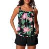image:imageSummer Mae Blouson Womens Tankini Swimsuits 2026 Modest Tummy Control Bathing Suits Swim Shorts with Pockets for BeachBlush Jungle Flower