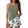 image:imageSummer Mae Womens Tankini Swimsuits with Skirt Two Piece Tummy Control Bathing Suits Printed Swimdress Swimwear 2026Green Shadow