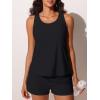 image:imageSummer Mae Blouson Tankini Swimsuits for Women 2026 Tummy Control Two Piece Bathing Suits with Sporty Pockets Swim ShortsBlack