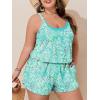 image:imageSummer Mae Plus Size Swim Romper Women One Piece Swimsuit Blouson Bathing Suit with Pockets 2026 Modest SwimwearBlue Flower Clusters