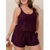 image:imageSummer Mae Plus Size Swim Romper Women One Piece Swimsuit Blouson Bathing Suit with Pockets 2026 Modest SwimwearPurplish Red