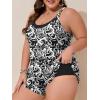 image:imageSummer Mae Plus Size Swim Romper Women One Piece Swimsuit Blouson Bathing Suit with Pockets 2026 Modest SwimwearWhite Vines Black