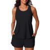 image:imageSummer Mae Blouson Tankini Swimsuits for Women 2026 Tummy Control Two Piece Bathing Suits with Sporty Pockets Swim ShortsBlack
