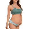 image:imageSummer Mae Ruffle Maternity Swimsuit TwoPiece Low Rise Bikini Shirred Smoked Pregnancy Bathing SuitGreen Paisley