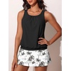 image:imageSummer Mae Blouson Womens Tankini Swimsuits with Skirt Modest Tummy Control Bathing Suits Side Pocket Swimwear 2026Black Palm Tree