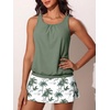 image:imageSummer Mae Blouson Womens Tankini Swimsuits with Skirt Modest Tummy Control Bathing Suits Side Pocket Swimwear 2026Green Shadow