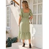 image:imageSummer Mae Smocked Maternity Dress for Baby Shower Photoshoot Puff Sleeve Women Pregnancy Midi Dresses Casual Summer ClothesGreen Gingham
