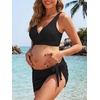 image:imageSummer Mae Maternity 3 Piece Swimsuits Low Rise Bikini Set Criss Cross V Neck Bathing Suit Self Tie Sarong Pregnancy SwimwearBlack