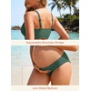 image:imageSummer Mae Maternity 3 Piece Swimsuits Low Rise Bikini Set Criss Cross V Neck Bathing Suit Self Tie Sarong Pregnancy SwimwearGreen White Gardenia