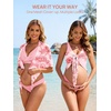 image:imageSummer Mae Maternity 3 Piece Swimsuits Low Rise Bikini Set Criss Cross V Neck Bathing Suit Self Tie Sarong Pregnancy SwimwearPink White Gardenia