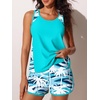 image:imageSummer Mae Blouson Tankini Swimsuits for Women 2026 Tummy Control Two Piece Bathing Suits with Sporty Pockets Swim ShortsCoconut Tree on Sea