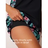 image:imageSummer Mae Blouson Tankini Swimsuits for Women 2026 Tummy Control Two Piece Bathing Suits with Sporty Pockets Swim ShortsRed Palmetto Bloom