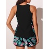 image:imageSummer Mae Blouson Tankini Swimsuits for Women 2026 Tummy Control Two Piece Bathing Suits with Sporty Pockets Swim ShortsRed Palmetto Bloom