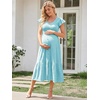 image:imageSummer Mae Smocked Maternity Dress for Baby Shower Photoshoot Ruffle Sleeve Midi Pregnancy Dresses Summer Flowy OutfitsBaby Blue