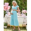 image:imageSummer Mae Smocked Maternity Dress for Baby Shower Photoshoot Ruffle Sleeve Midi Pregnancy Dresses Summer Flowy OutfitsBaby Blue