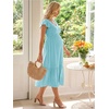 image:imageSummer Mae Smocked Maternity Dress for Baby Shower Photoshoot Ruffle Sleeve Midi Pregnancy Dresses Summer Flowy OutfitsBaby Blue