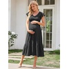 image:imageSummer Mae Smocked Maternity Dress for Baby Shower Photoshoot Ruffle Sleeve Midi Pregnancy Dresses Summer Flowy OutfitsBlack