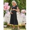 image:imageSummer Mae Smocked Maternity Dress for Baby Shower Photoshoot Ruffle Sleeve Midi Pregnancy Dresses Summer Flowy OutfitsBlack