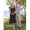 image:imageSummer Mae Smocked Maternity Dress for Baby Shower Photoshoot Ruffle Sleeve Midi Pregnancy Dresses Summer Flowy OutfitsBlack