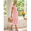 image:imageSummer Mae Smocked Maternity Dress for Baby Shower Photoshoot Ruffle Sleeve Midi Pregnancy Dresses Summer Flowy OutfitsLight Pink