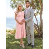 image:imageSummer Mae Smocked Maternity Dress for Baby Shower Photoshoot Ruffle Sleeve Midi Pregnancy Dresses Summer Flowy OutfitsLight Pink