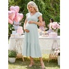 image:imageSummer Mae Smocked Maternity Dress for Baby Shower Photoshoot Ruffle Sleeve Midi Pregnancy Dresses Summer Flowy OutfitsTeal