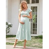image:imageSummer Mae Smocked Maternity Dress for Baby Shower Photoshoot Ruffle Sleeve Midi Pregnancy Dresses Summer Flowy OutfitsTeal